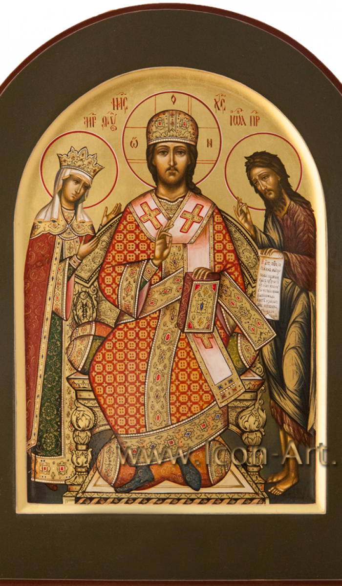 Фото: Деисус: Иисус Христос Великий Архиерей с предстоящими Богородицей и Иоанном Предтечей