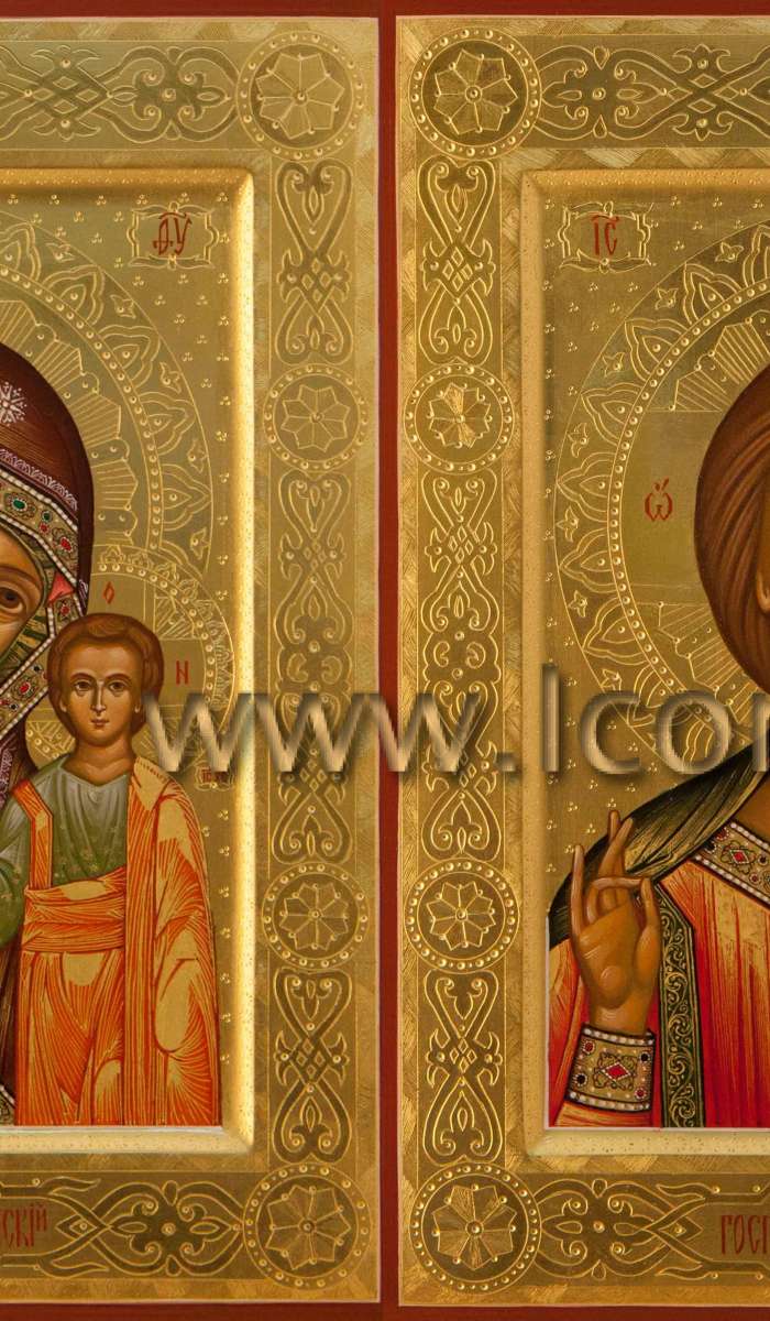 Фото: Венчальная пара с иконой Пресвятой Богородицы «Казанская»