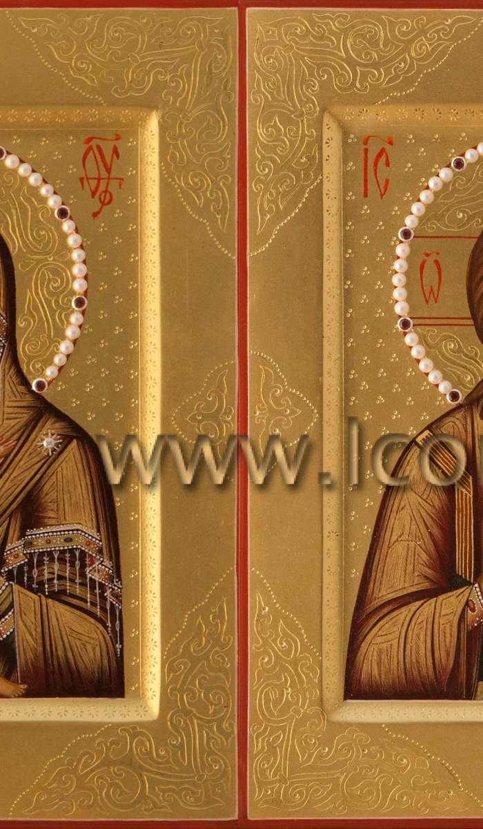 Фото: Венчальная пара с иконой Пресвятой Богородицы «Владимирская»