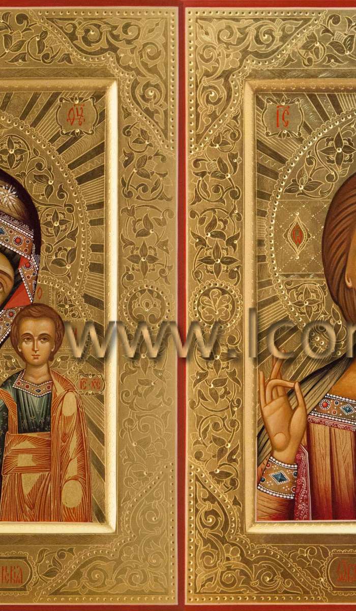 Фото: Венчальная пара с иконой Пресвятой Богородицы «Казанская»