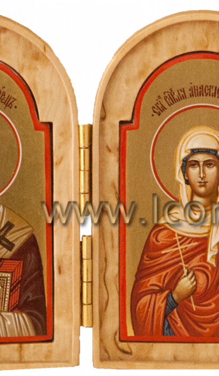 Фото: Складень: святитель Николай и святая мц. Анастасия Римская 