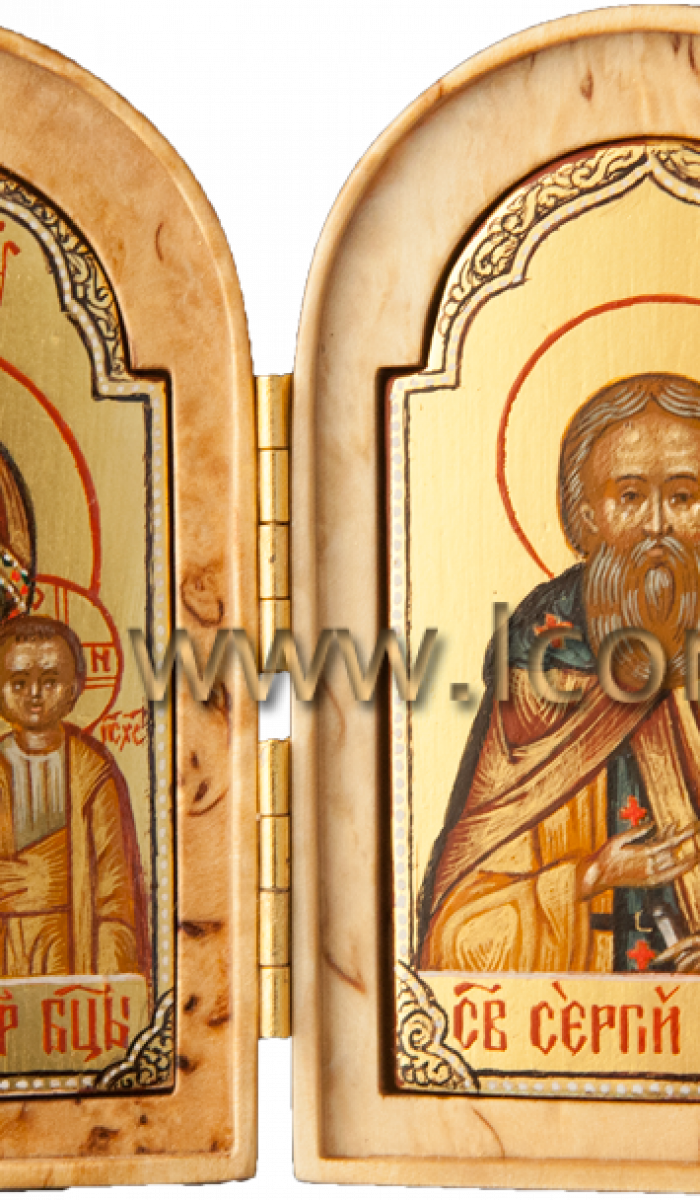 Фото: Складень: Пресвятая Богородица «Казанская» и святой прп. Сергий Радонежский