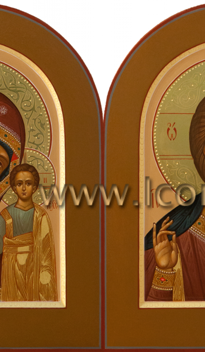 Фото: Венчальная пара с иконой Пресвятой Богородицы «Казанская»