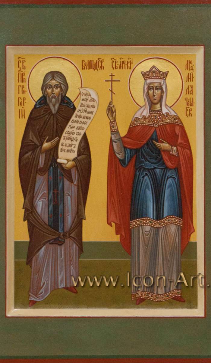 Фото: Семейная икона: святой преподобный Григорий Вологодский и царица Людмила Чешская