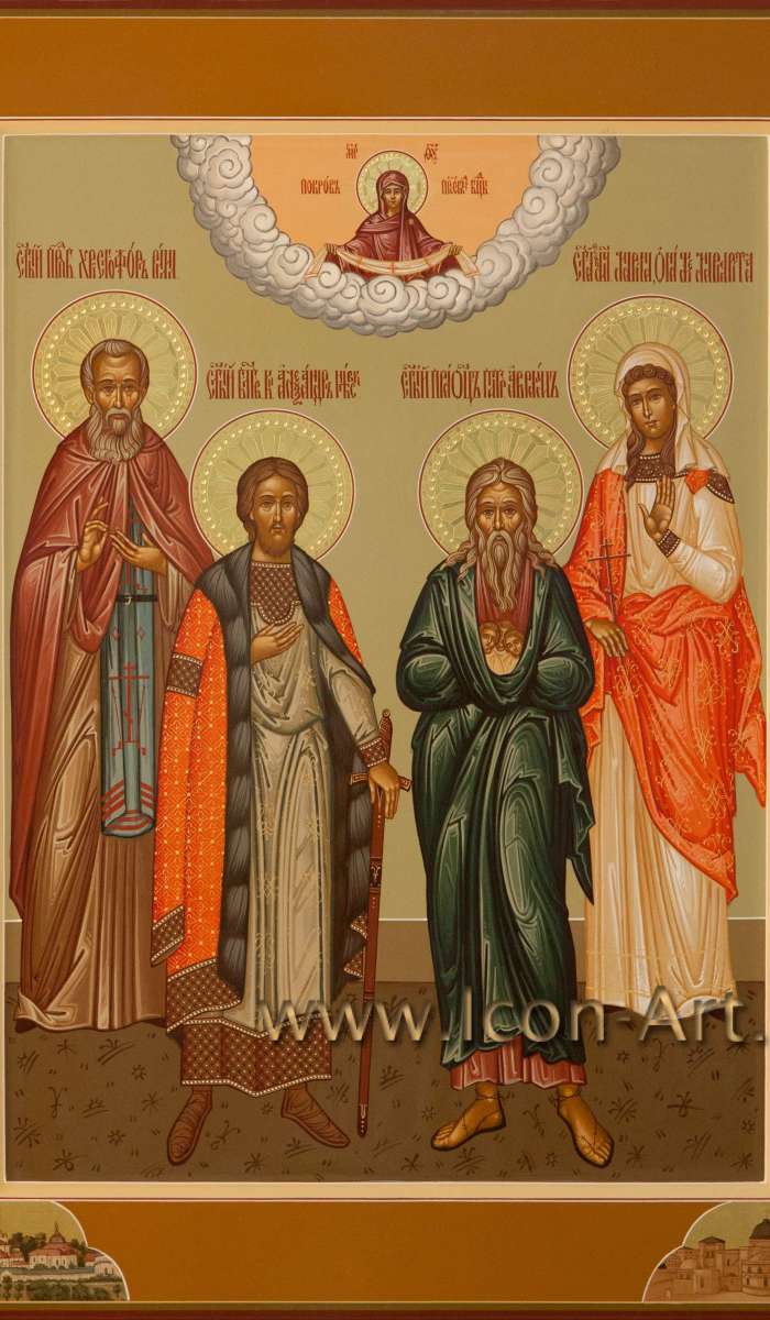 Фото: Семейная икона: прп. Христофор, кн. Александр Невский, праотец Авраам, вмц. Маргарита