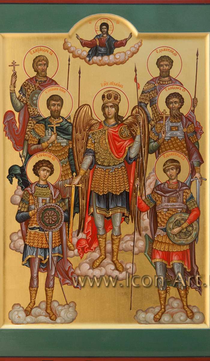 Фото: Собор святых воинов: ст. Александр Невский, ст. Димитрий Донской, ст. Иоанн Воин, Архангел Михаил, ст. Феодор Стратилат, ст. Георгий Победоносец, ст. Димитрий Солунский