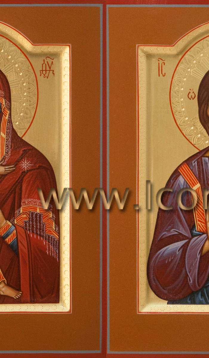 Фото: Венчальная пара с иконой Пресвятой Богородицы «Владимирская»