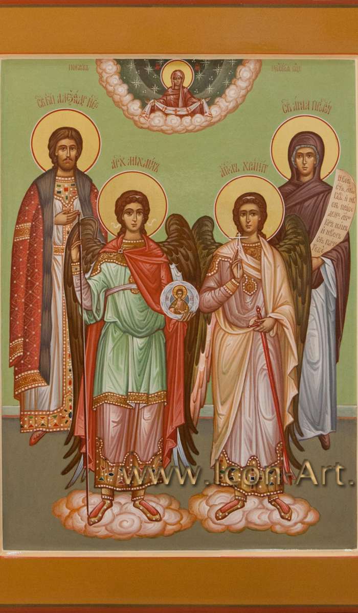 Фото: Семейная икона, святые: Александр Невский, Арх. Михаил, Ангел Хранитель, Анна Пророчица 