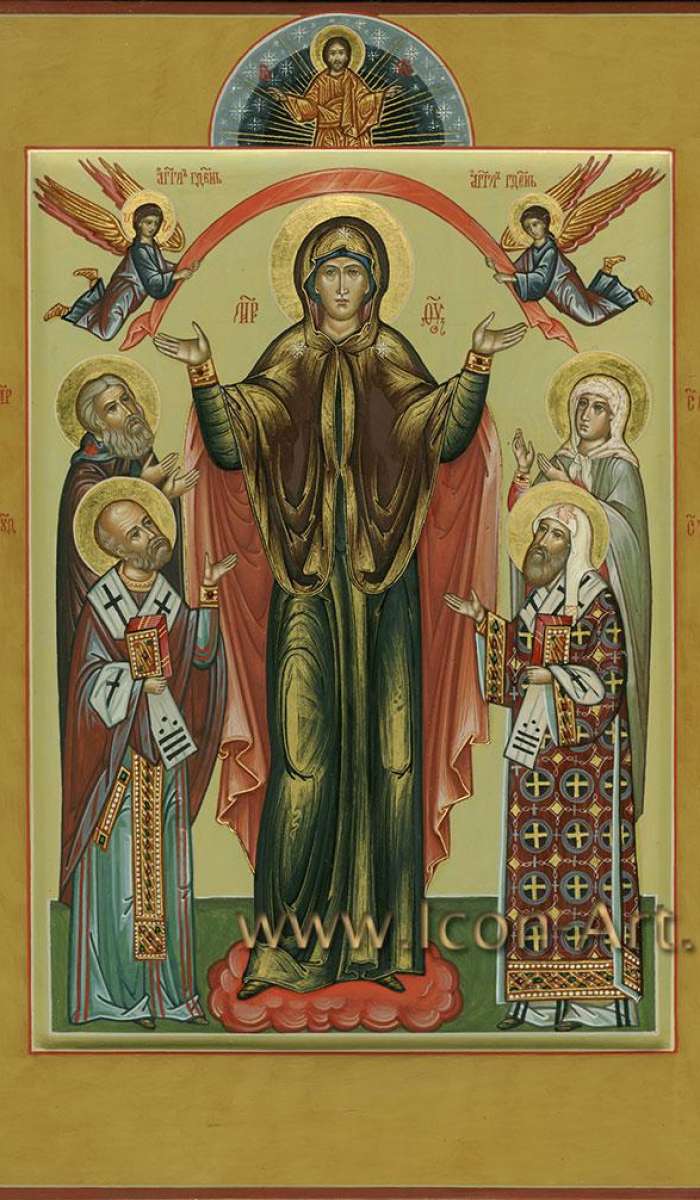 Фото: Семейная икона с Покровом Пресвятой Богородицы.