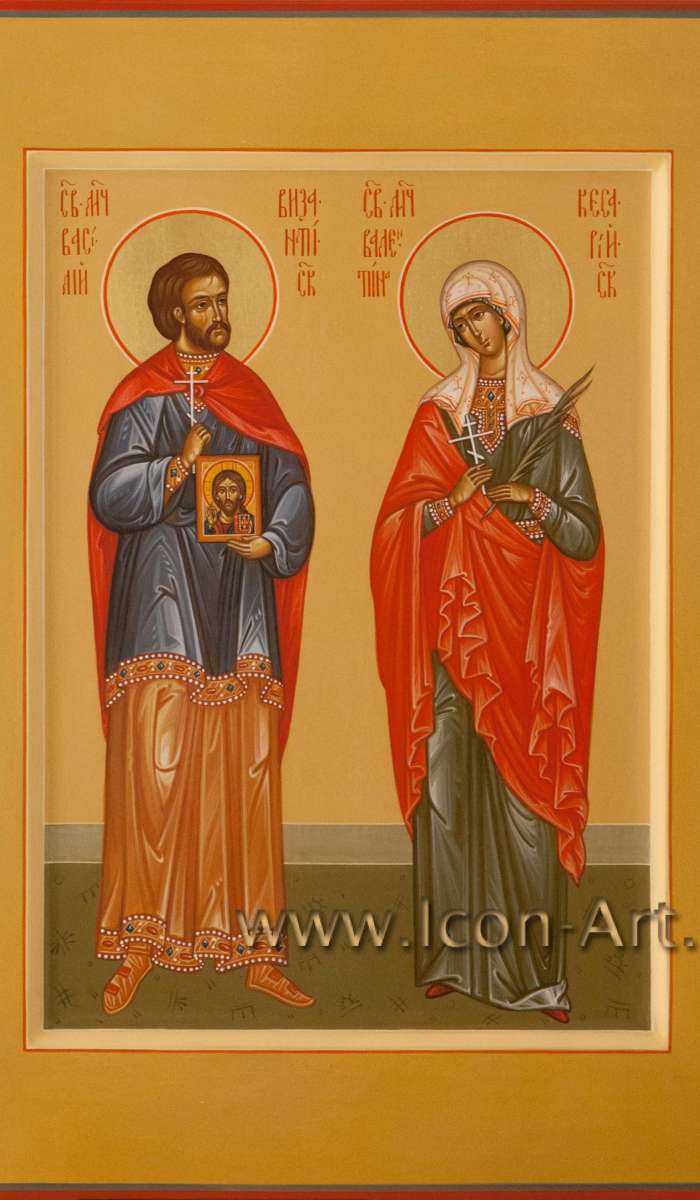 Фото: Святые мученики Василий Византийский и Валентина Кессарийская