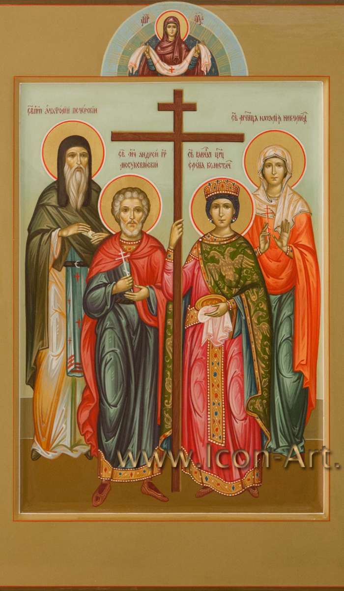 Фото: Семейная икона: прп. Анатолий Печерский, мч. Андрей Месукевийский, царица Елена, мц. Наталия Никомидийская