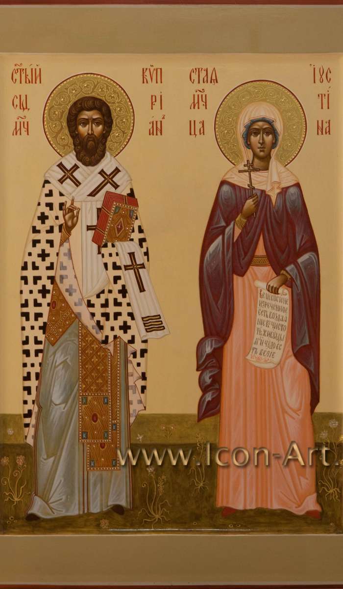 Фото: Святой священномученик Киприан и мученица Иустина