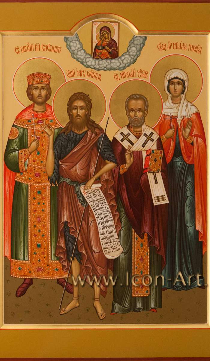 Фото: Семейная икона: святой равноап. Константин, Иоанн Предтеча, свт. Николай, мц. Наталия Никомидийская