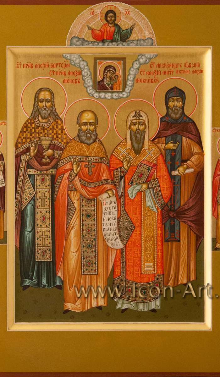 Фото: Семейная икона: прав. Алексий Бортсурманский, прав. Алексий Московский, свт. Алеский Московский, бл.кн. Александр (Алексий) Невский