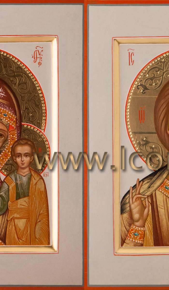 Фото: Венчальная пара с иконой Богородицы «Казанская»