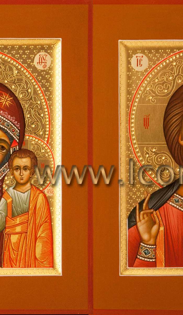 Фото: Венчальная пара с иконой Богородицы «Казанская»