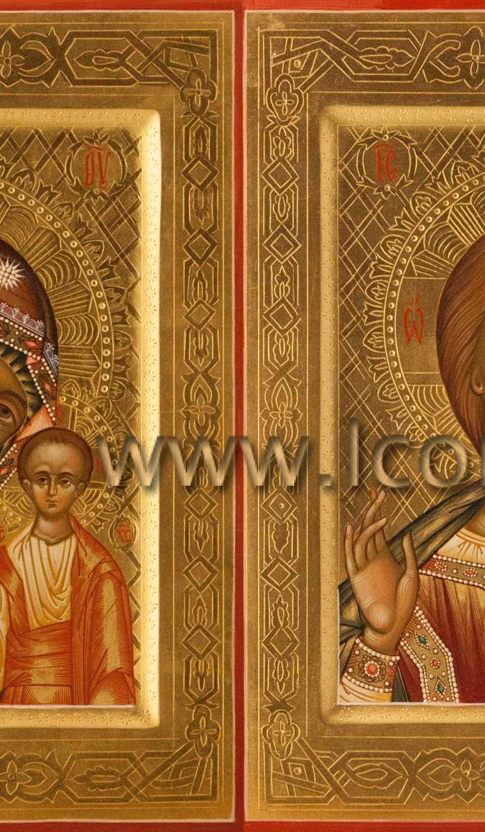 Фото: Венчальная пара с иконой Богородицы «Казанская»