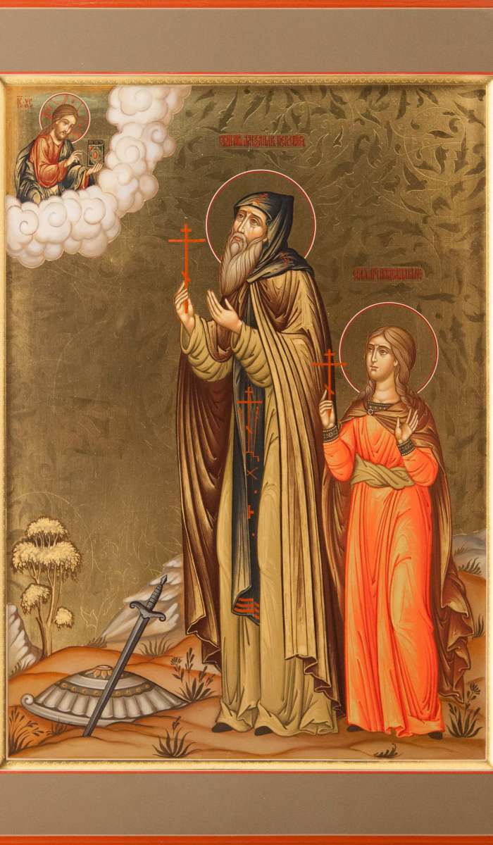 Фото: Святые прп. Александр Пересвет и мц. Надежда Римская с избранными святыми