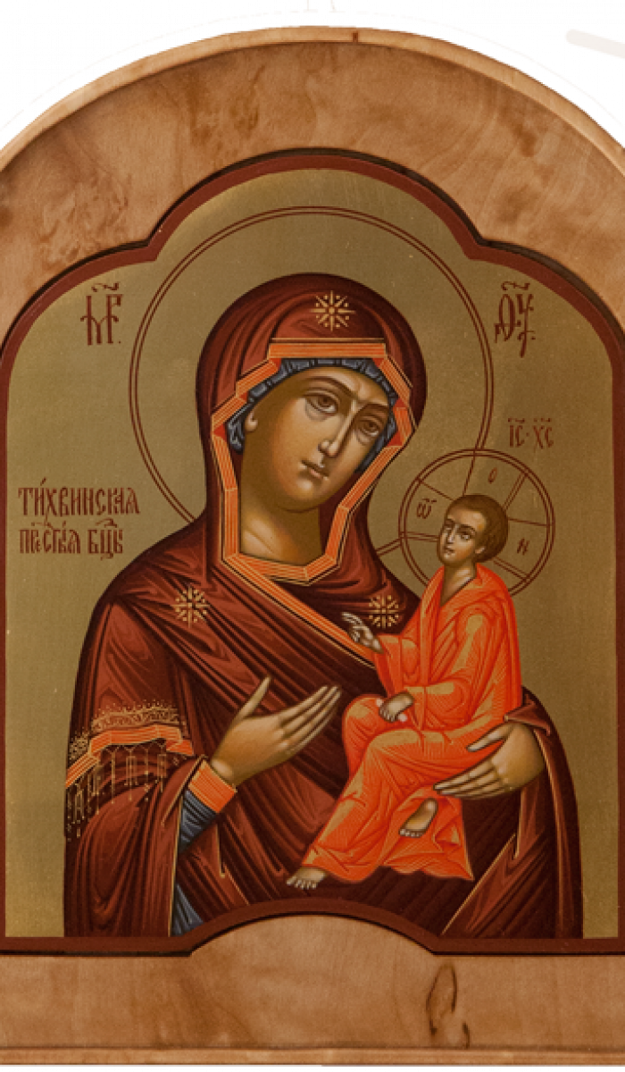 Фото: Складень: Пресвятая Богородица «Тихвинская», Архангел Михаил и св. Иоанн Милостивый