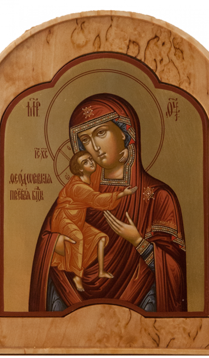 Фото: Складень: Пресвятая Богородица Владимирская», св. Ангел Хранитель и блаж. Матрона Московская