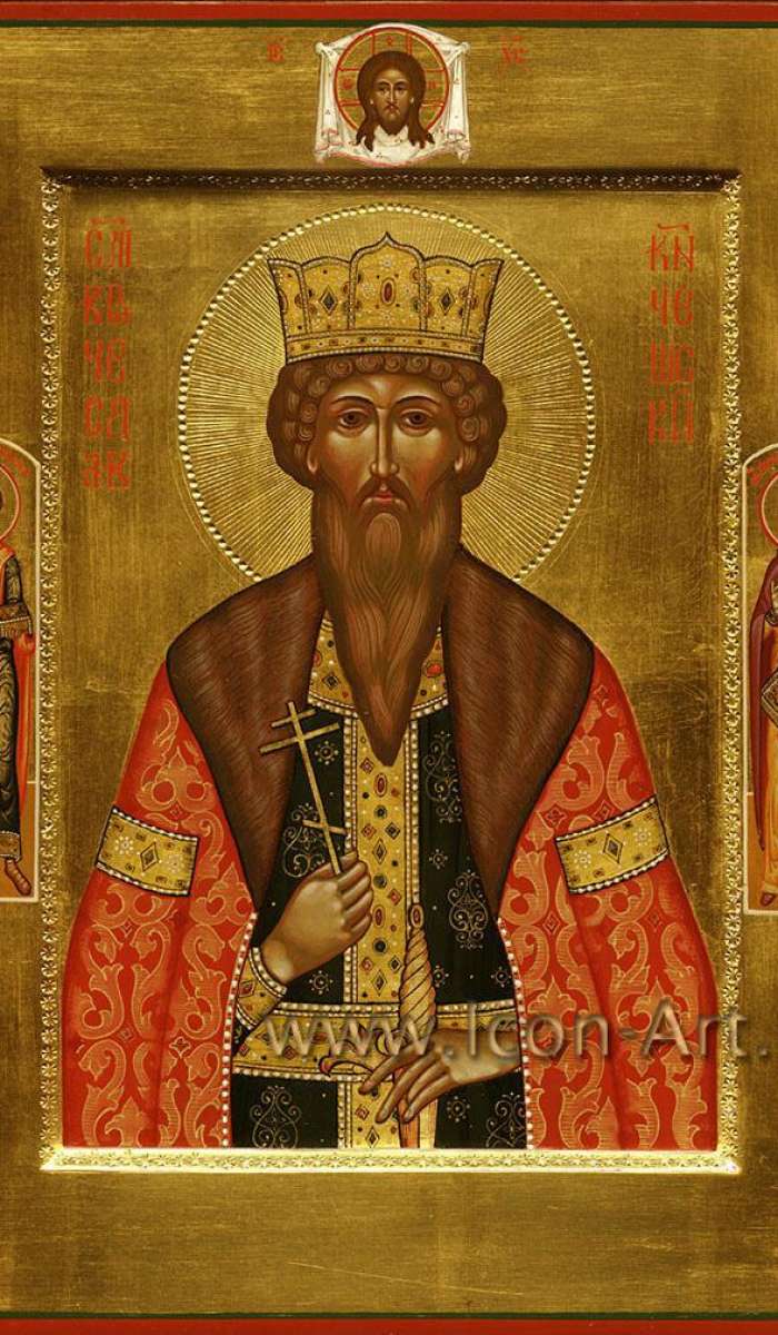 Фото: Святой Вячеслав князь Чешский. На полях иконы: святой великомуч. Пантелеимон и святой Лука Крымский.