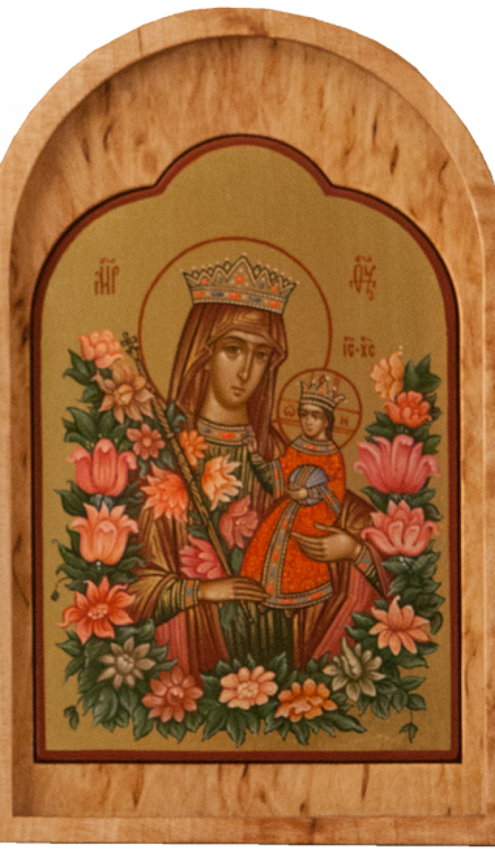 Фото: Складень: Святой Ангел Хранитель, Пресвятая Богородица «Неувядаемый Цвет», мц. Марина Берийская