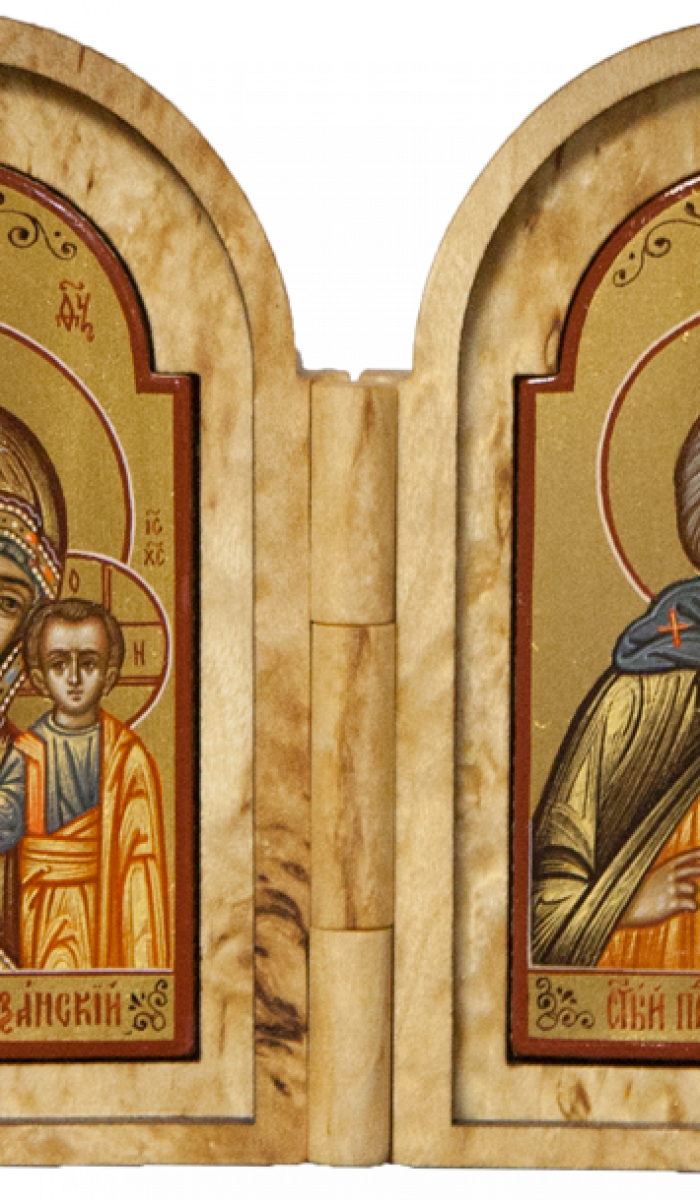 Фото: Складень: Пресвятая Богородица «Казанская» и прп. Сергий Радонежский 