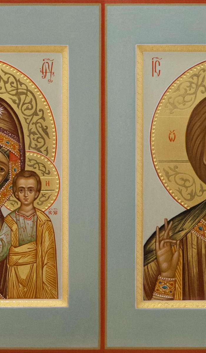 Фото: Венчальная пара с иконой Пресвятой Богородицы «Казанская»