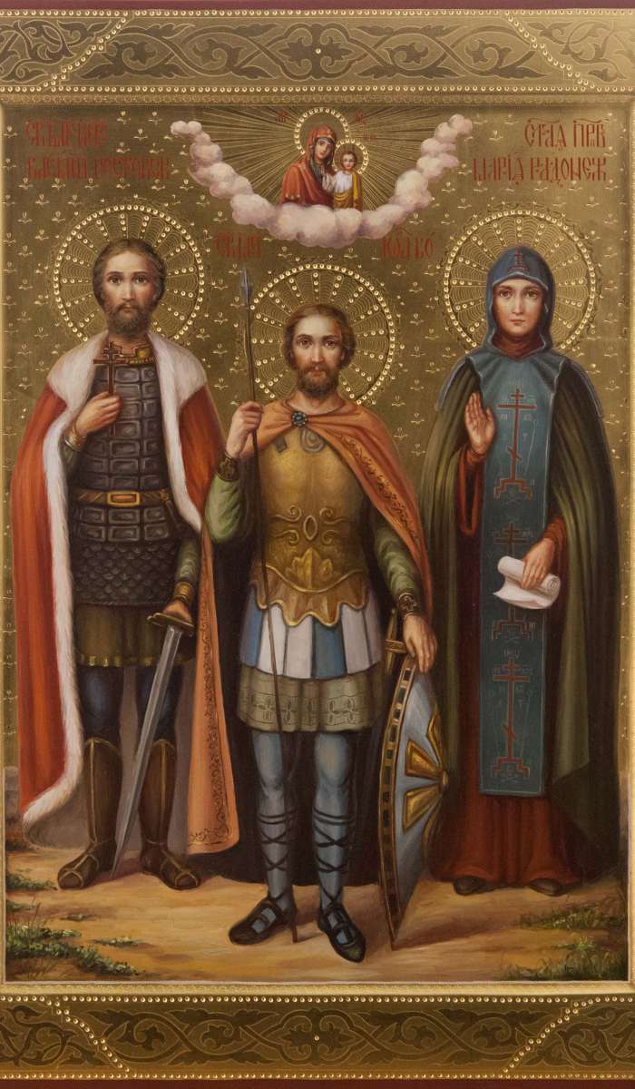 Фото: Семейная икона: свт. бл. кн. Александр Неский, мч. Иоанн Воин, прп, Мария Радонежская