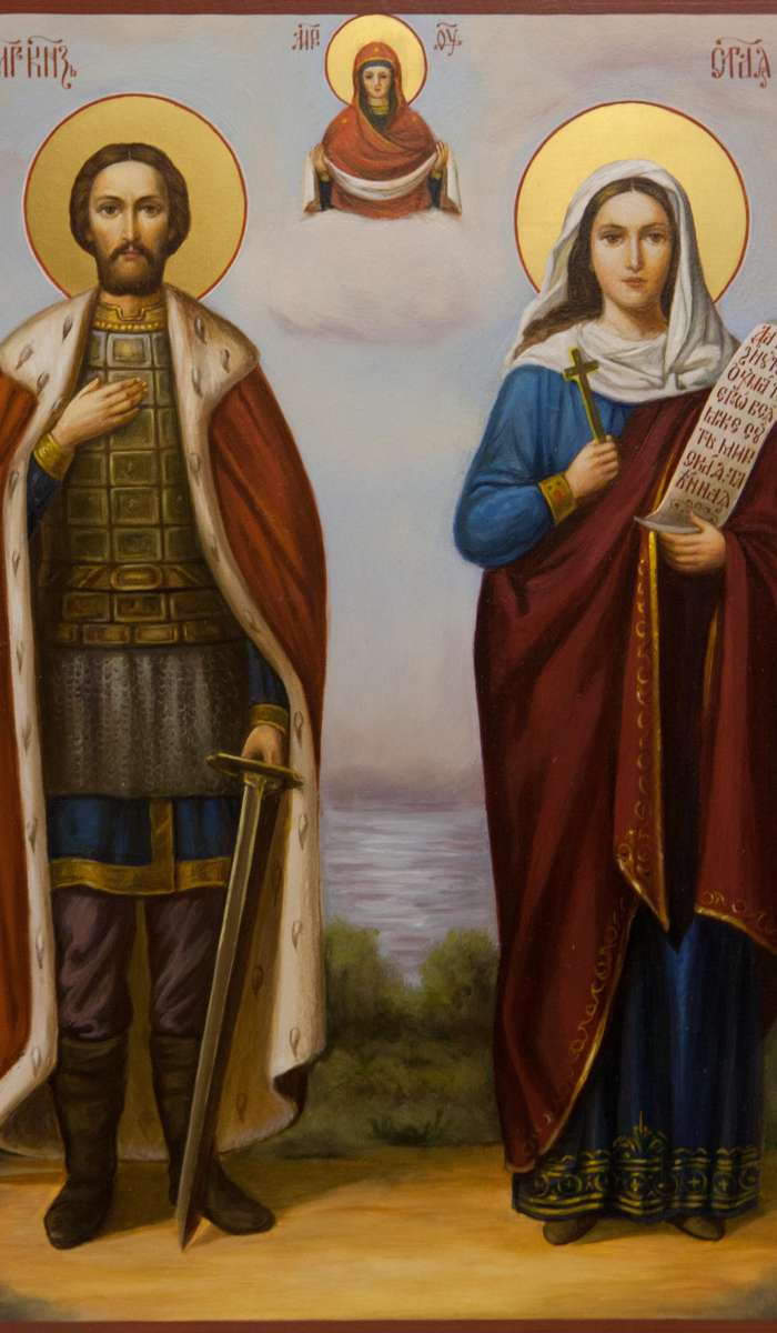 Фото: Семейная икона: ст.бл.кн. Александр Невский и мц. Наталия