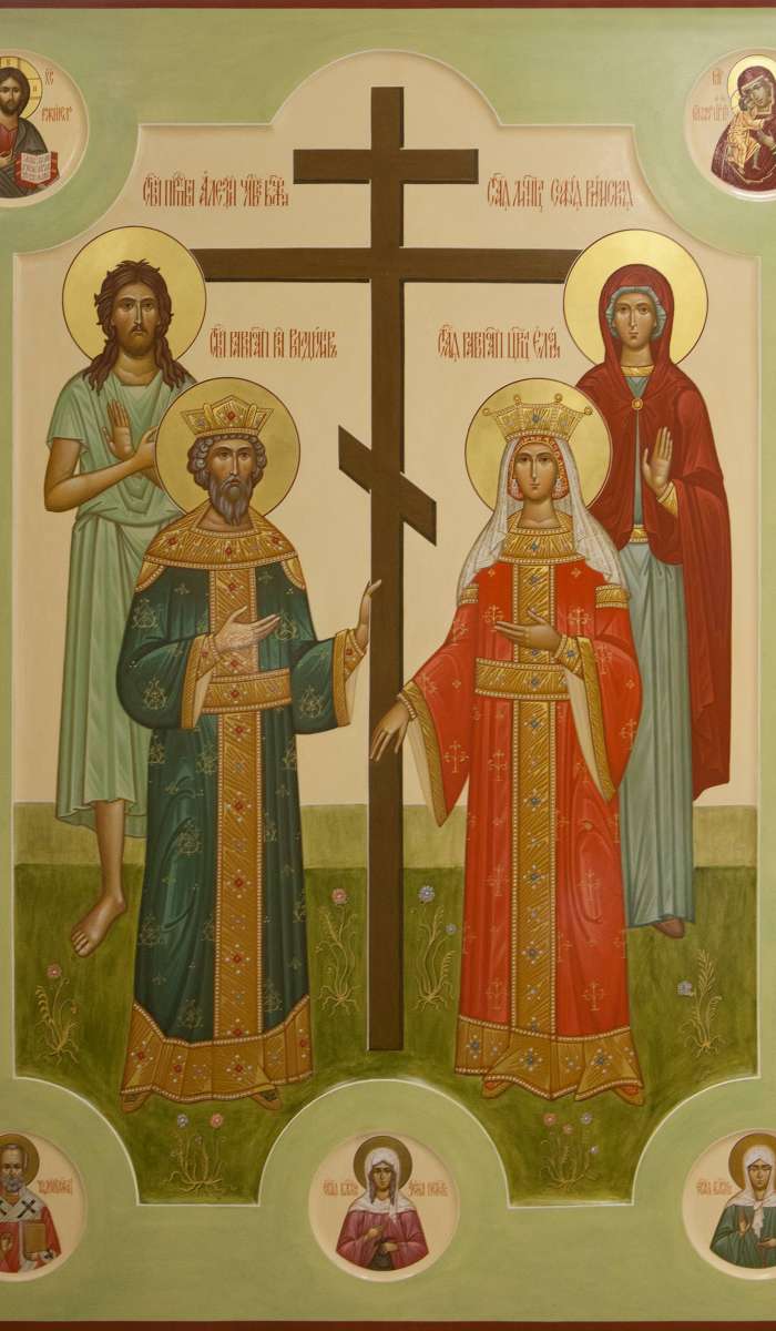 Фото: Икона избранных святых: прп. Алексий человек Божий, равноап. Константин Великий, равноап. царица Елена, мц. София Римская