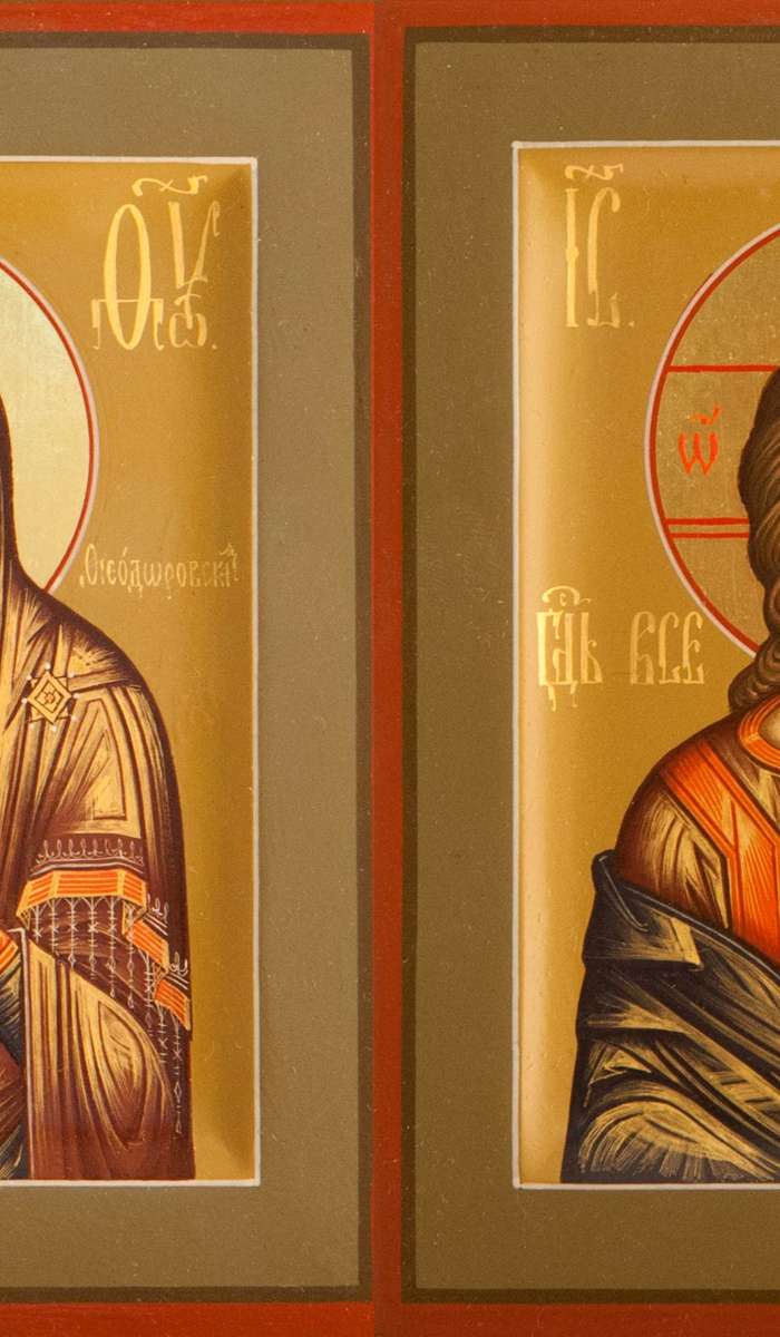 Фото: Венчальная пара с иконой Богородицы «Феодоровская»