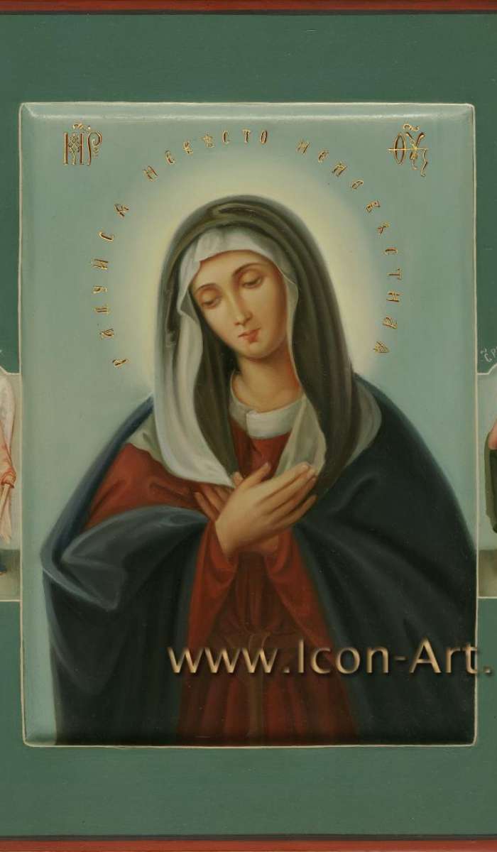 Фото: Икона Пресвятой Богородицы «Умиление». На полях иконы святой Ангел Хранитель и святая равноап. Нина.