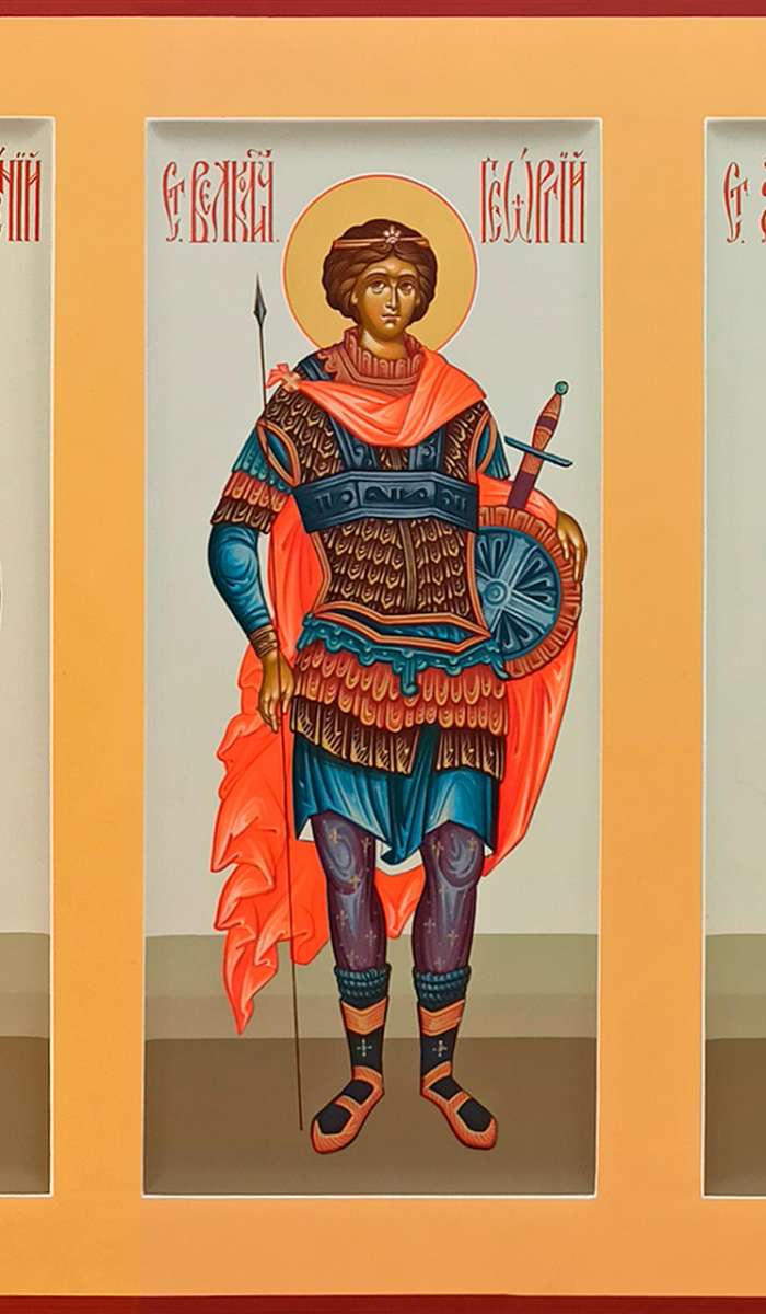 Фото: Святые: прп. Сергия Радонежский, мч. Евгений, вмч. Георгий, ап. Павел, прп. Лев Оптинский 