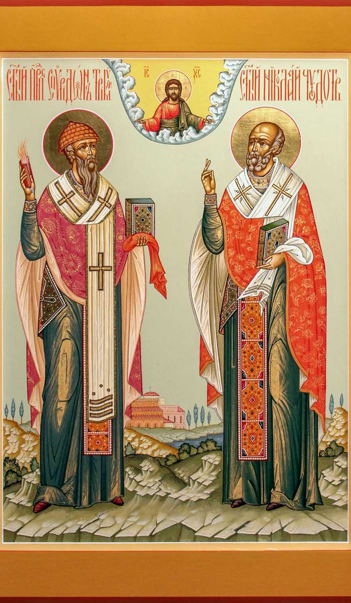 Фото: Святители Спиридон Тримифунтский и Николай Мирликийский