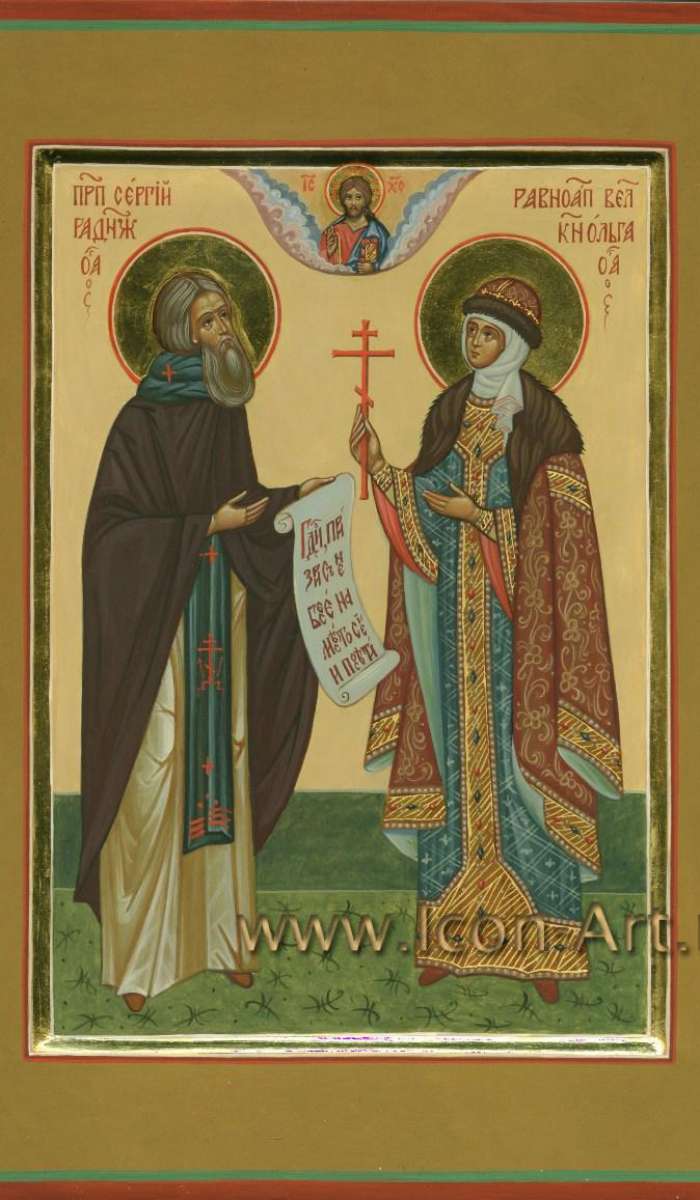Фото: Семейная икона. Святой прп. Сергий Радонежский и святая равноап. княгиня Ольга