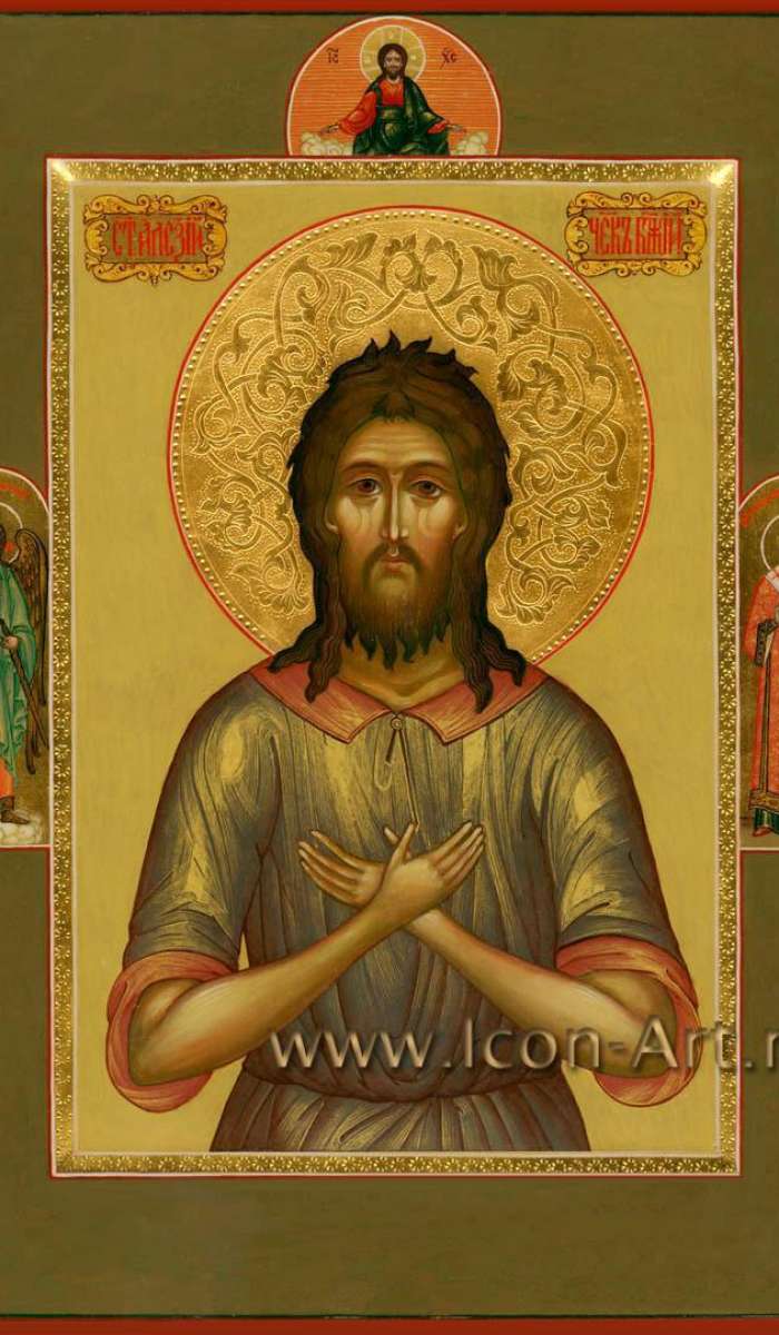 Фото: Святой Алексий человек Божий. На полях иконы:  святой Ангел Хранитель и святой Иона Архиепископ Новгородский