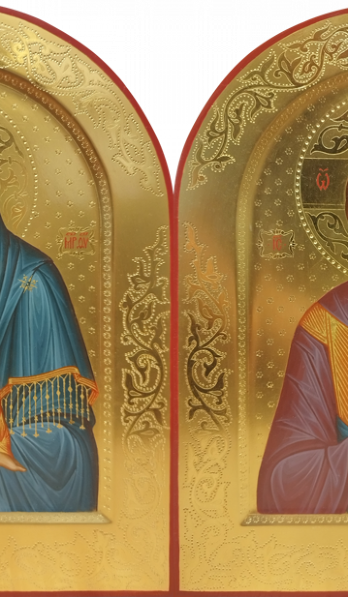 Фото: Венчальная пара с иконой Богороидцы "Гликофилуса"