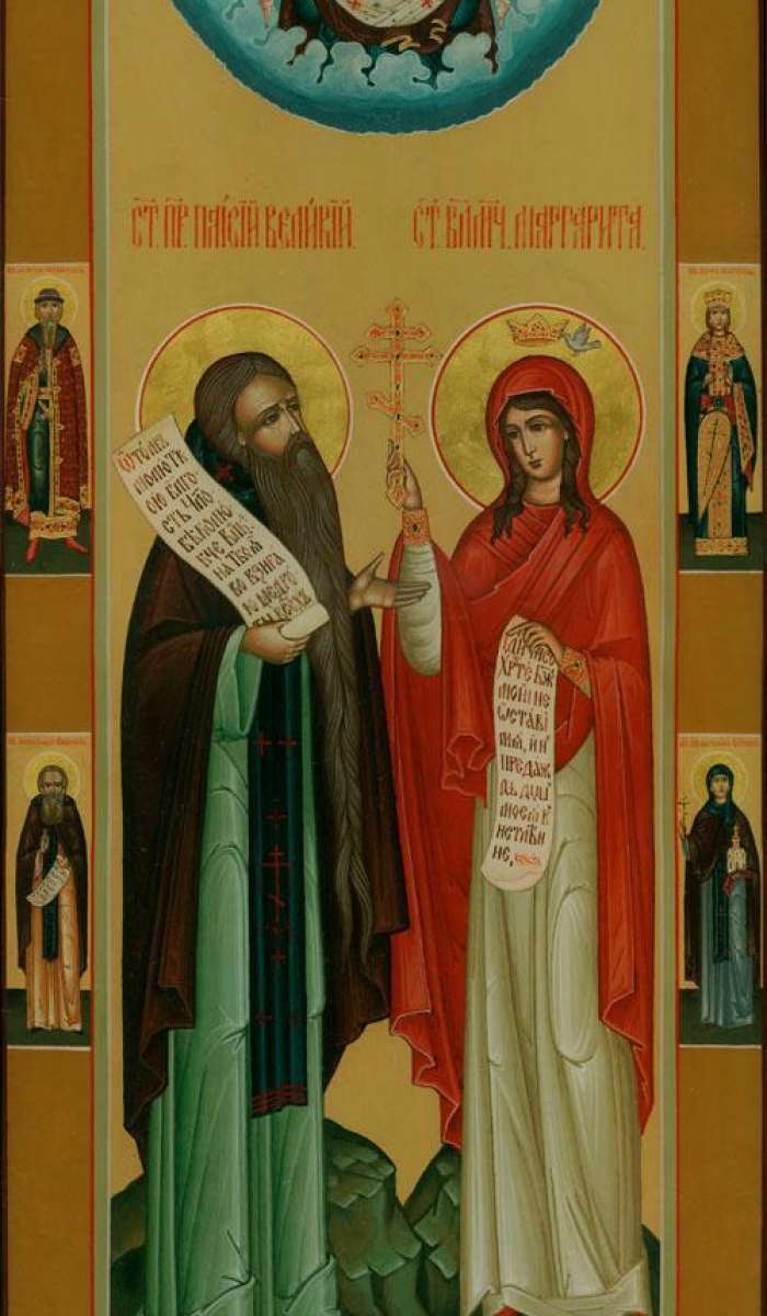 Святой прп. Паисий Великий, святая великомуч. Маргарита и Покров Пресвятой Богородицы. На полях иконы: святой Игорь Черниговский, святая великомуч. Екатерина, святой Александр Свирский, святая Елена Сербская. — фотография Фото: Святой прп. Паисий Великий, святая великомуч. Маргарита и Покров Пресвятой Богородицы. На полях иконы: святой Игорь Черниговский, святая великомуч. Екатерина, святой Александр Свирский, святая Елена Сербская.