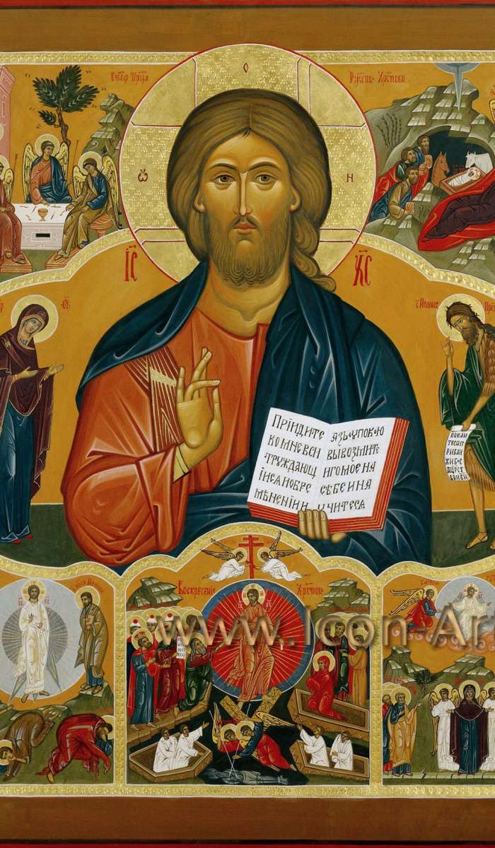 Фото: Семейная икона с Праздниками и Христом Вседержителем