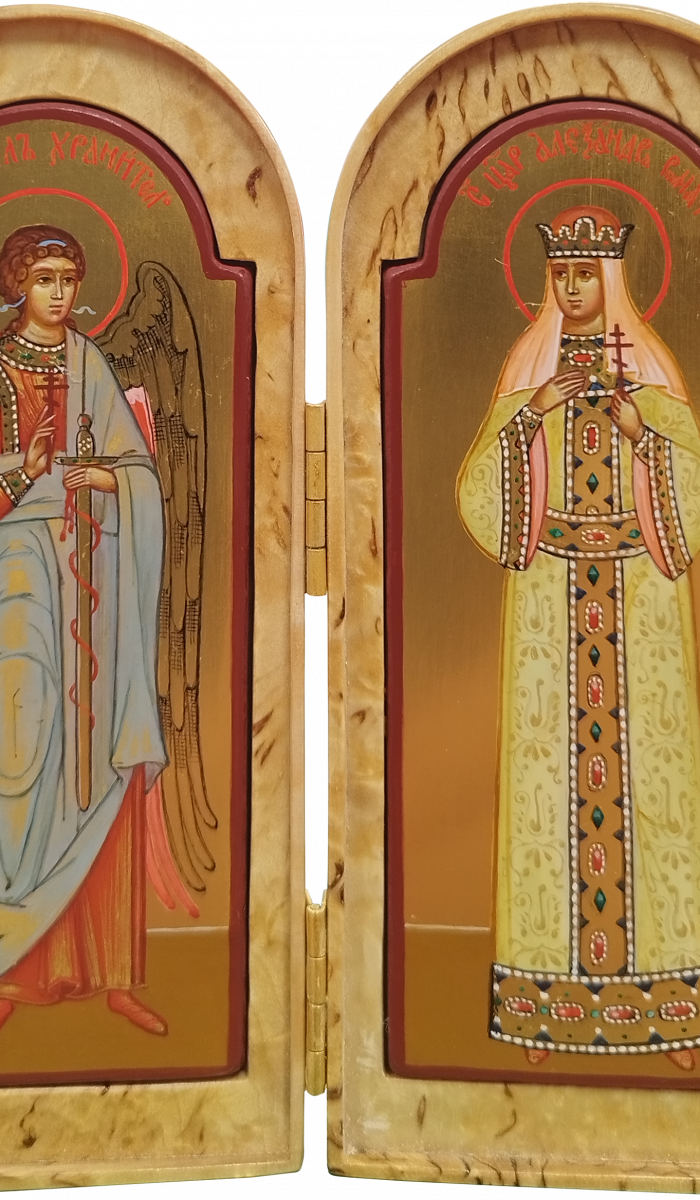 Фото: Складень: святой Ангел Хранитель и святая царица Александра
