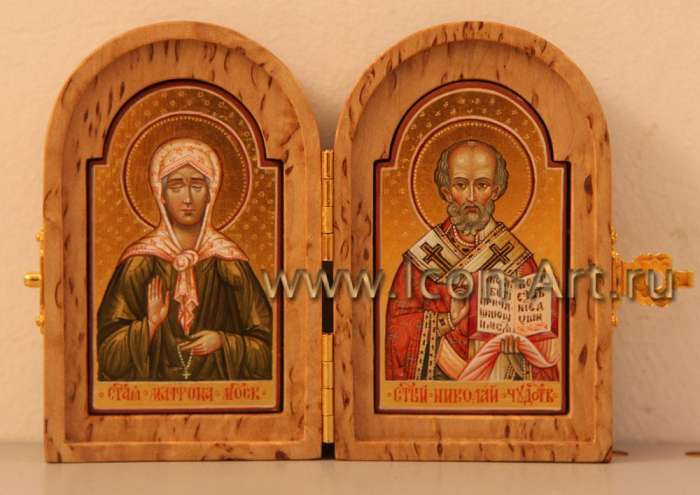 Фото: Складень. Святой Николай Чудотворец и Святая Матрона Московская