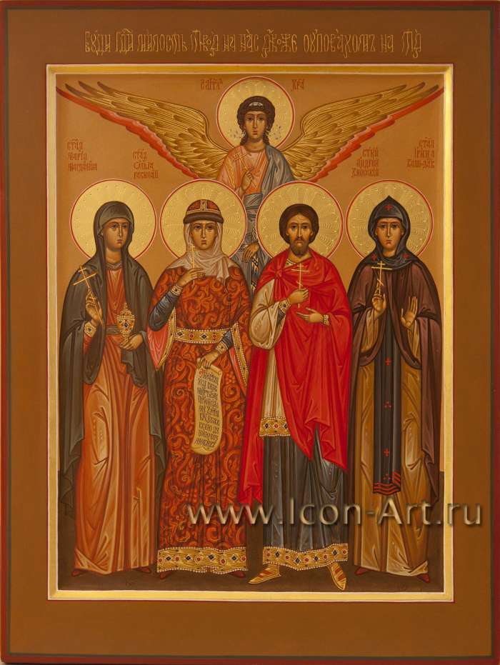 Фото: Святая Мария Магдалина, святая равноапостольная Ольга, святой мч. Андрей Хиосский, святая прп. Ирина Капподакийская и святой Ангел Хранитель