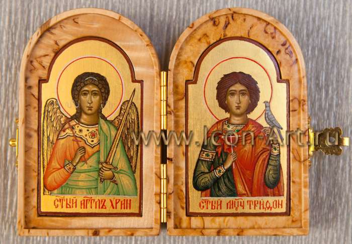 Фото: Складень. Святой Ангел Хранитель и святой мученик Трифон