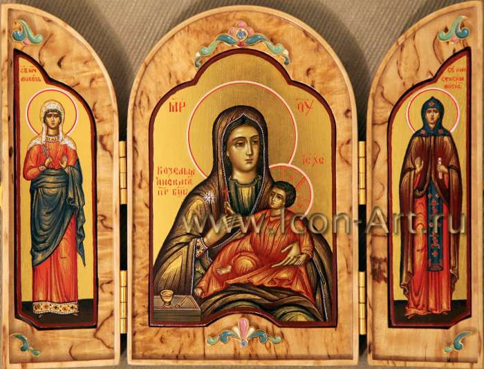 Фото: Складень: Св. Анастасия Александрийская, Богородица «Козельщанская», св. мц. Любовь