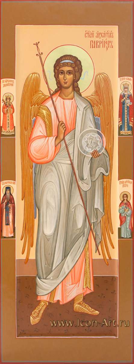 Фото: Святой Архангел Гавриил, святые на полях: царевич Димитрий, княгиня Ольга, прп. Амвросий Оптинский, мц. Вера  