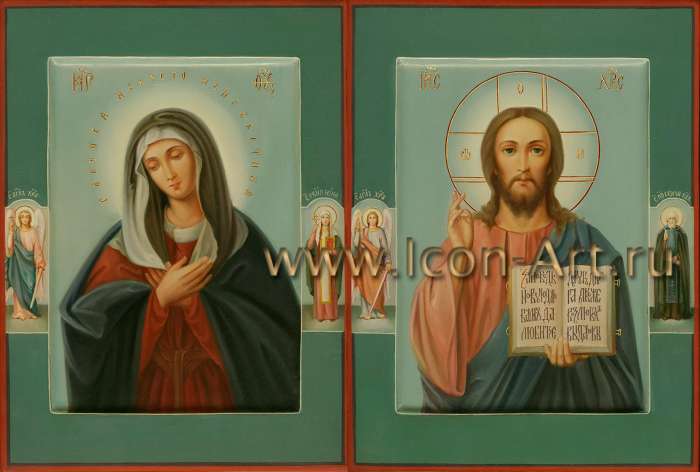 Фото: Венчальная пара с иконой Божией Матери «Умиление»