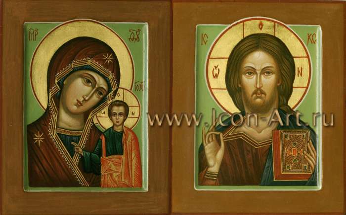 Фото: Венчальная пара с иконой Божией Матери «Казанская»