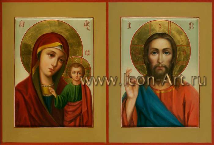 Фото: Венчальная пара с иконой Божией Матери «Казанская»