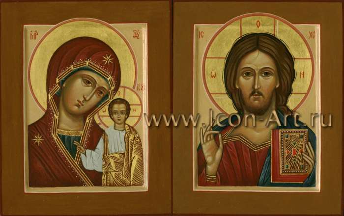 Фото: Венчальная пара с иконой Божией Матери «Казанская»